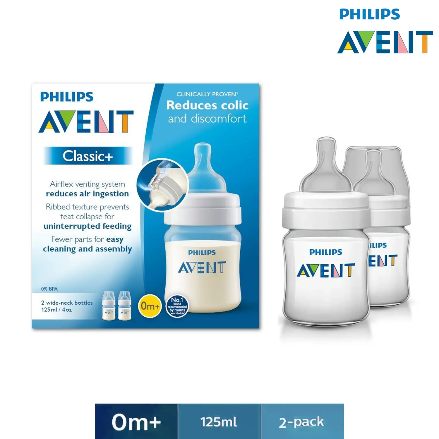 Philips Avent Anti-Colic Bottle 0m+ 125 ml Double