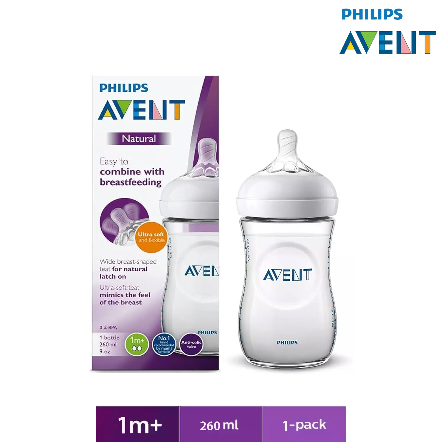 Philips Avent Natural Ultra Soft Feeder (White) 260ml Single