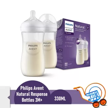 Philips Avent Feeder Natural Response Baby Bottle 3m+ 330ml x2 Plastic Bottle